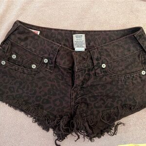 True Religion Leopard Print Women Shorts